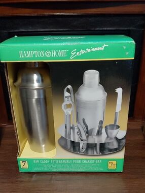 HAMPTON@HOME Stainless Steel 7-Piece Bar Caddy Set - Silver
